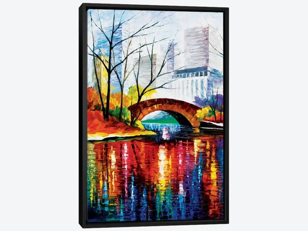 Framed Canvas Art - Central Park - New York by Leonid Afremov ( scenic & landscapes > Urban > City Parks art)