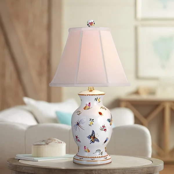 Insects and Flowers Porcelain Vase Table Lamp