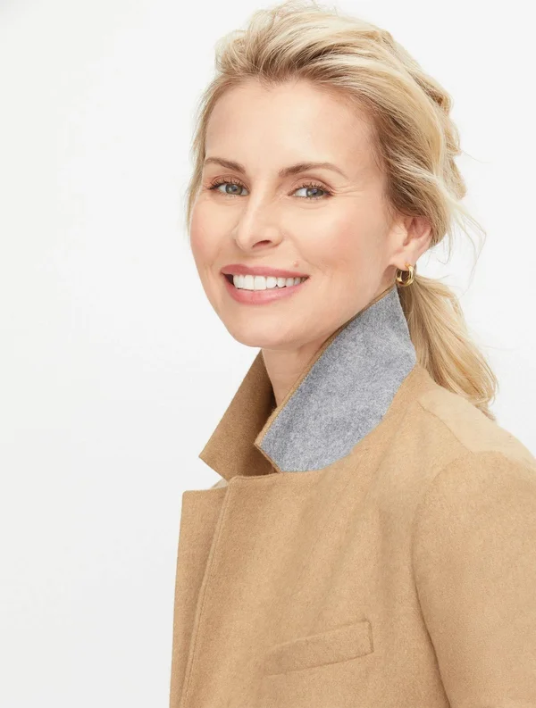 Long Wool Blend Blazer - Brushed Wool - Blue - 2 Talbots