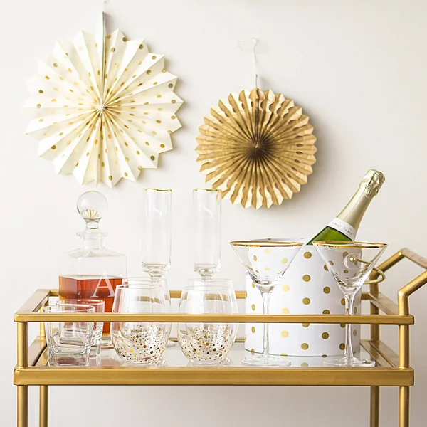 Cathy&s Concepts Personalized Set of Four Gold Rim Contemporary Champagne Flutes