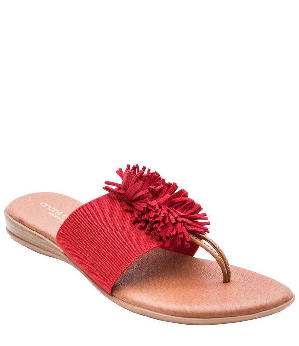 Andre Assous Novalee Fringe Thong Sandals - Red 5M