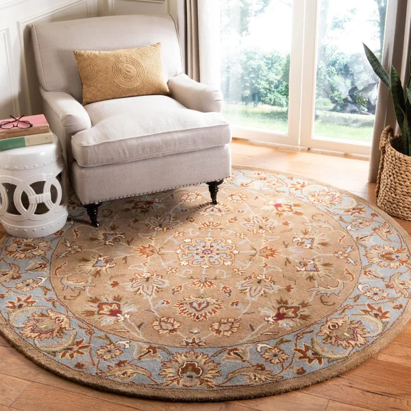 Safavieh Heritage Beige/Blue 6 ft. x 6 ft. Round Area Rug