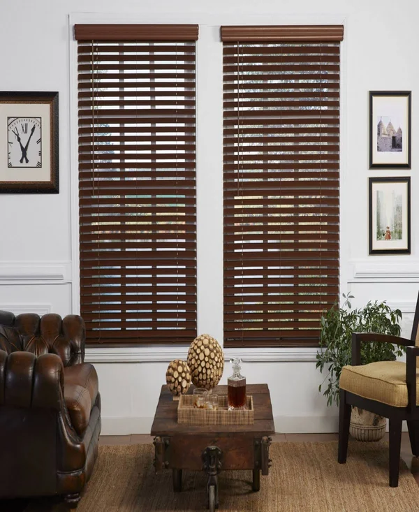 2 in. Cordless Faux Wood Venetian Blind - 33x22 x 72x22 - Dark Oak