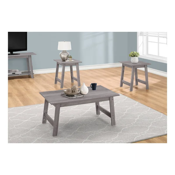Monarch Specialties 3 Piece Table Set, Grey