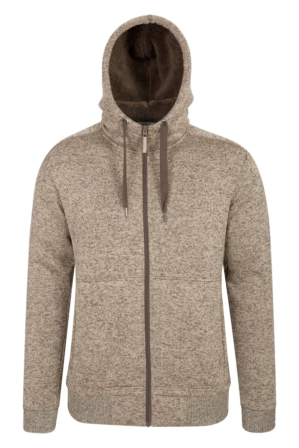 Mountain Warehouse Nevis Mens Fleece Lined Hoodie - Beige - Size 4XL