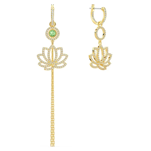 Swarovski Symbolic Lotus Pierced Earrings, Green, Gold-Tone Plated