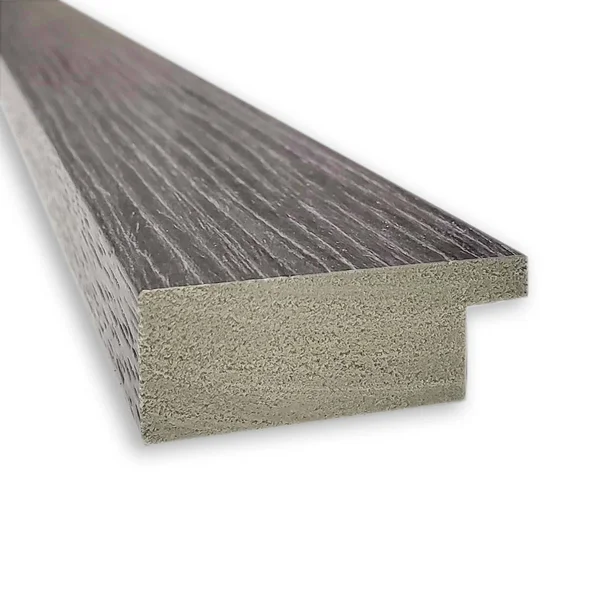 Amanti Art Pinstripe Plank Framed Wall Mirror in Grey