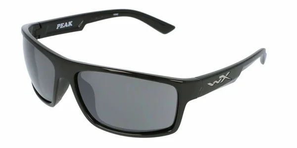 WILEY X WX Peak Sunglasses, 65-15-130, Grey Silver Flash - Gloss Black