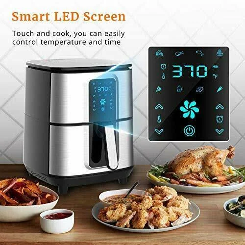 Kitcher 6.8qt Air Fryer, 1700W Toaster Oven & Oilless Cooker with Temperature Control, LED Touch Screen with 8 Presets, 50 R