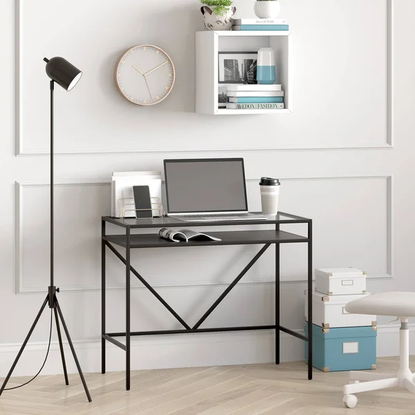 Baird Desk with Metal Shelf - Blackened Bronze 36x22