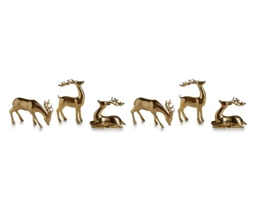 Zodax CH-4305 Decorative Gold Reindeer Set, 6 Piece
