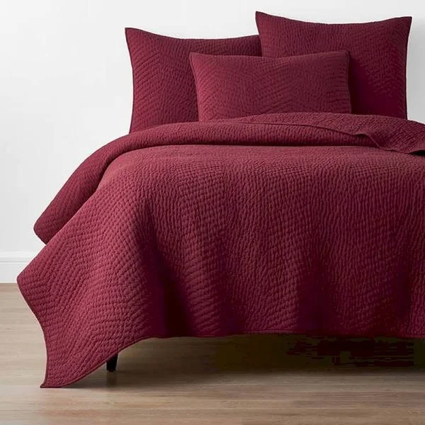 The Company Store Cotton Voile Quilt - Claret - Red - Size Twin