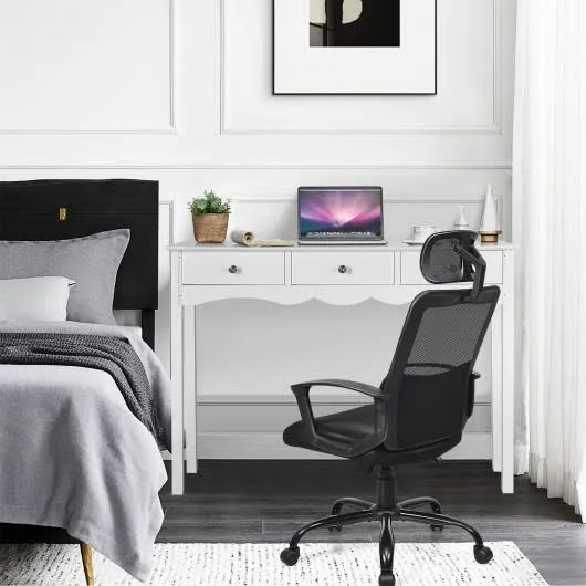 Side Sofa Table with Storage 3-Drawers - WHITE