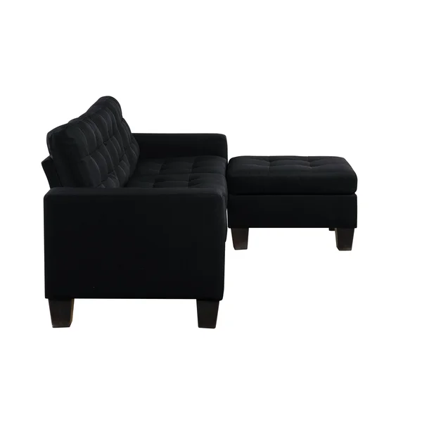Earsom Sofa & Ottoman - Black Linen
