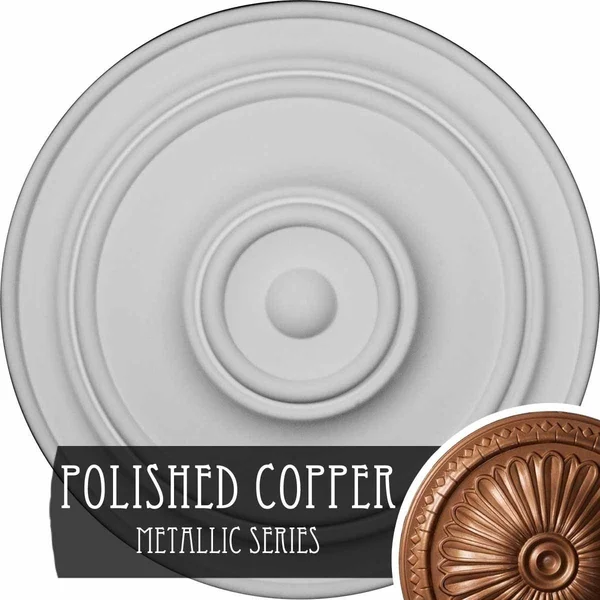21 7/8 inchod x 2 3/8 inchp Classic Ceiling Medallion (FOR Canopies Up to 5 1/2 inch), Hand-Painted Polished Copper, Bronze