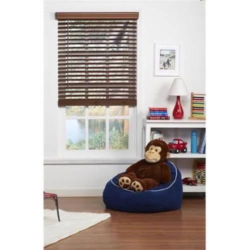 Safe Styles UBJ37X64BK 2 in. Cordless Faux Wood Blind Dark Oak - 37 x 64 in.