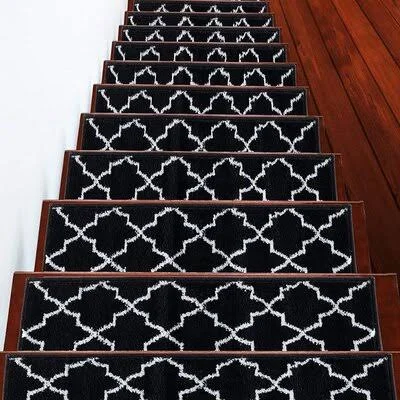 Gennessee Trellis Vibrant and Soft Stair Tread Charlton Home Color: Black