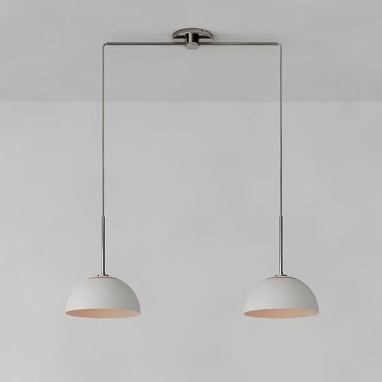 Sculptural 2-Light Pendant - Metal Medium, White, Polished Nickel, 12x22