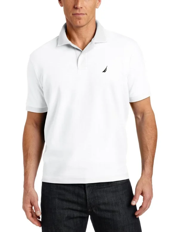 Nautica Men's Standard Short Sleeve Solid Cotton Pique Polo Shirt, White