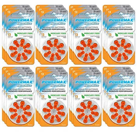 PowerMax USA Size 13 Hearing Aid Batteries - Orange Tab, Made in The USA, 192 Count