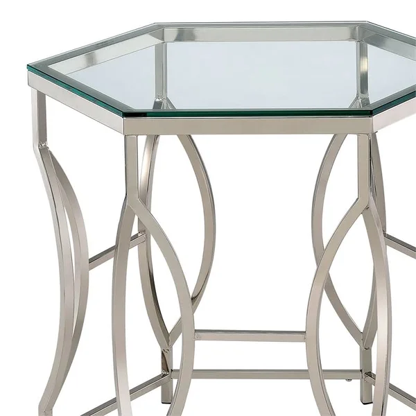 Furniture of America Annette Contemporary Metal End Table in Chrome