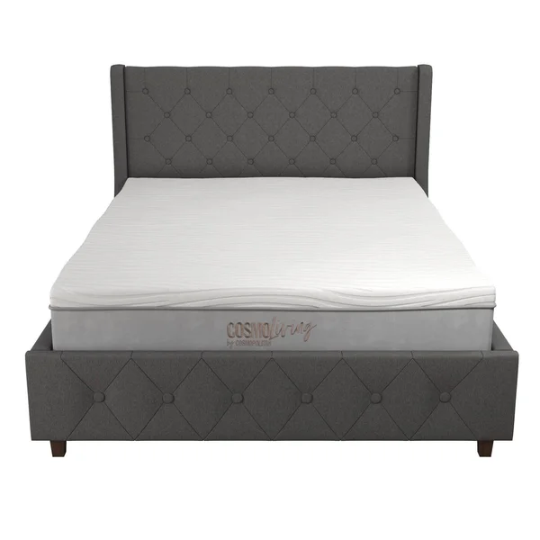 Queen Mercer Linen Upholstered Bed Light Gray - CosmoLiving by Cosmopolitan