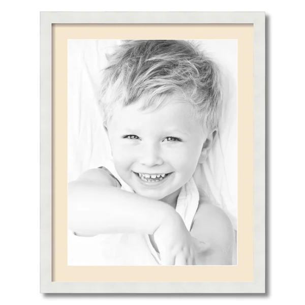 ArtToFrames 22x28 Matted Picture Frame with 18x24 inch Single Mat Opening Framed in 1.25x22 Satin White Frame and 2x22 Alabaster