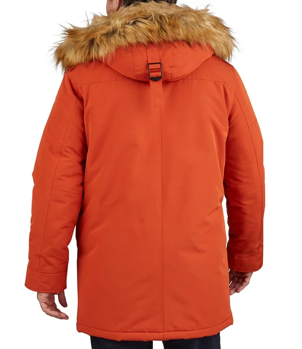 Guess Faux-Fur-Trimmed Hooded Heavyweight Parka - Mens, M, Red