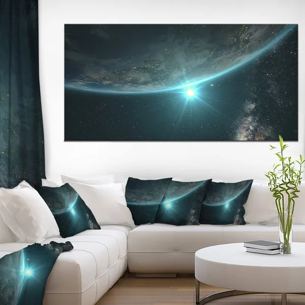 Design Art Sunrise in Earth from Space Contemporary Landscape Canvas Art - 40X20x22