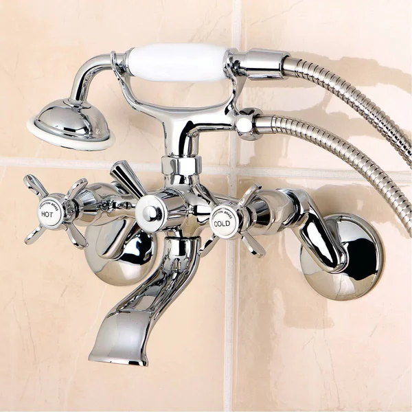 Kingston Brass KS286PN Essex Wall Mount Clawfoot Tub Faucet with Hand Shower, Polished Nickel
