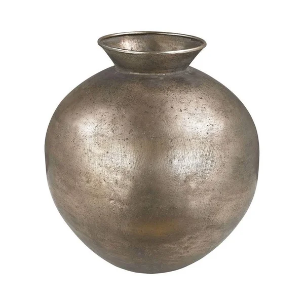 Bulbous Metal Vase Made of Metal in Natured Aged Color - Bottle Table Vase with Round Shape - 540-BEL-2670281 - Bailey Street Ho