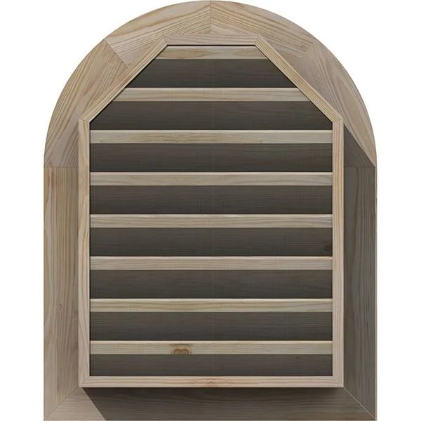 Ekena Millwork GVWRT24X2801SFUPI 24x22W x 28x22H Round Top Gable Vent (29x22W x 33x22H Frame Size): Unfinished, Functional, Smoo