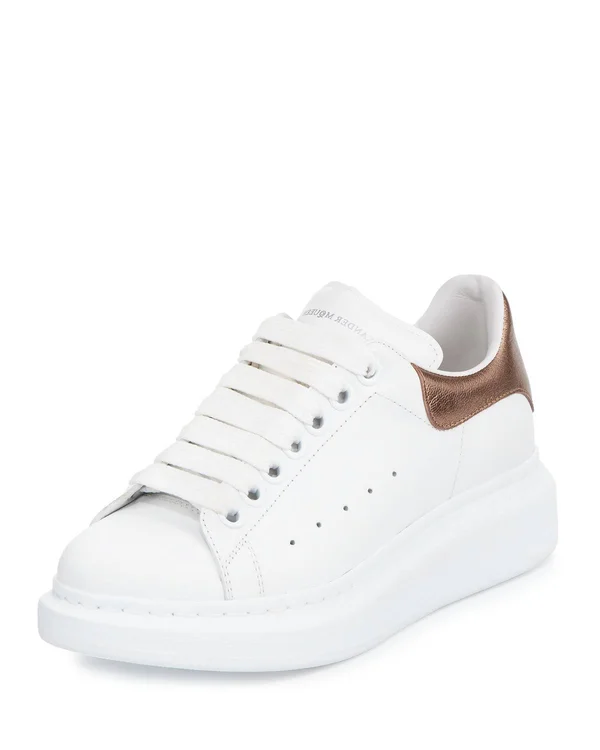 Alexander McQueen Oversized Sneakers, White/Rose Gold, Women's, 37EU, Sneakers & Trainers Chunky & Oversized Dad Sneaker