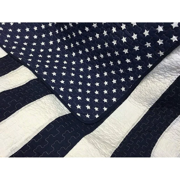 Porch & den AmeriSTAR Sailor Navy Striped Cotton Quilt Set - Queen