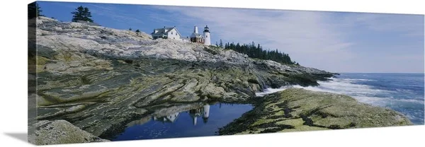 Lighthouse at The Coast - Pemaquid Point, Maine, Canvas Wall Art, 60x20, Great Big Canvas