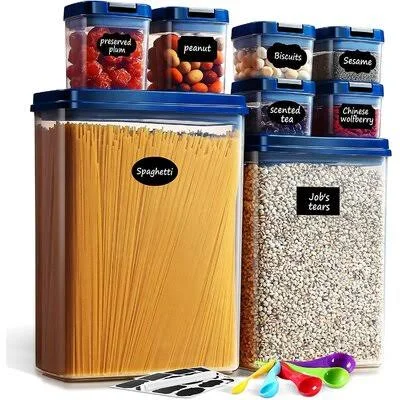 Airtight Food Storage Containers with Lids - 8pc Plastic Storage Containers Set with Easy Lock Lids, BPA Free Dry Food Storage Co