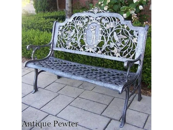 Oakland Living Golfer Cast Aluminum Bench - Antique Pewter