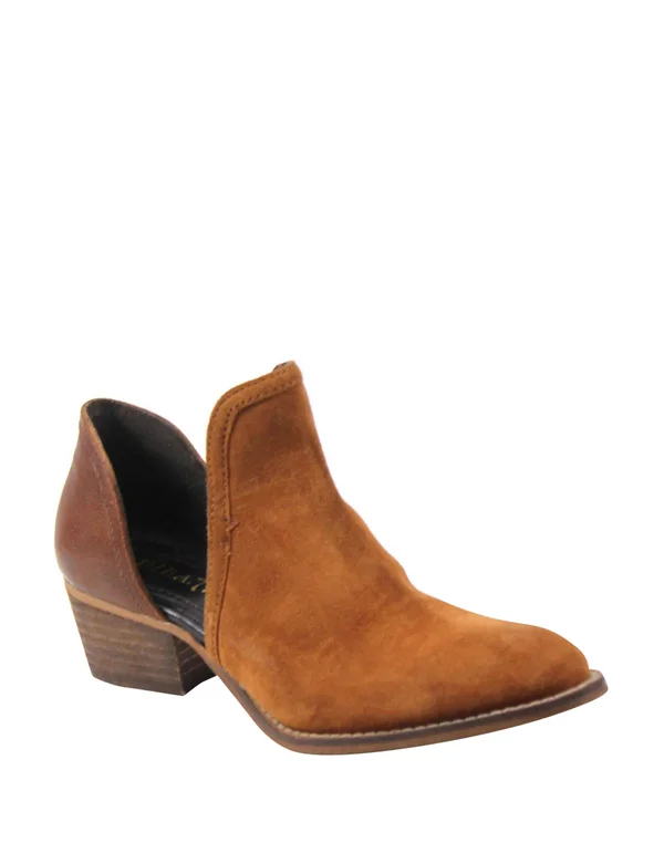 Diba True Women's Shy Town Bootie, Tan/Cognac Suede/Leather