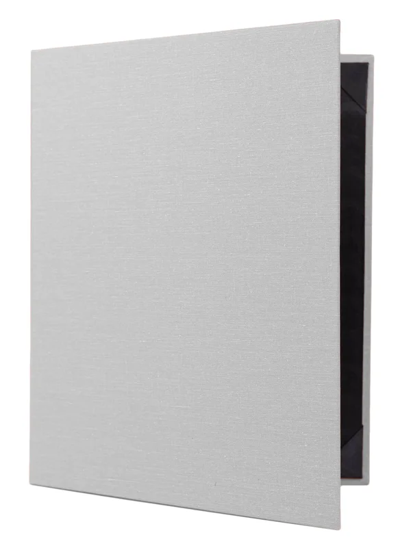(Min 25) 4 View Book Style Quality Casebound Menu - 4.25 x 11, Metallic Silver Arrestox