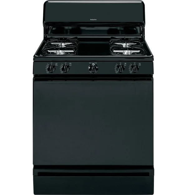 Hotpoint RGB525DEHBB Gas Range with Broiler Drawer - Freestanding - 4.8 cu ft - Black
