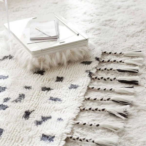 Shaggy Ikat Dot Rug, 3&x5&, Iron/Ivory - 3x5 - Rugs & Windows - Pottery Barn Teen
