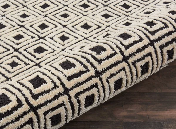 Nourison Deco Mod Dec02 5&3x22 x 7&4x22 Black, Beige Area Rug