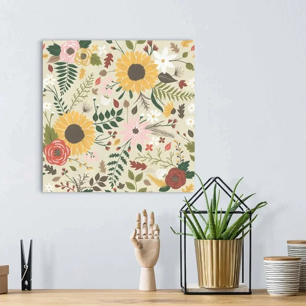 Autumn Garden Pattern VIII - Canvas Wall Art, 16x16, Great Big Canvas