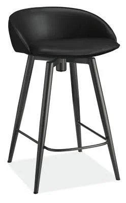 Room & Board, Modern Sylvan Swivel Counter Stool in Synthetic Leather in Graphite - Performance Fabric