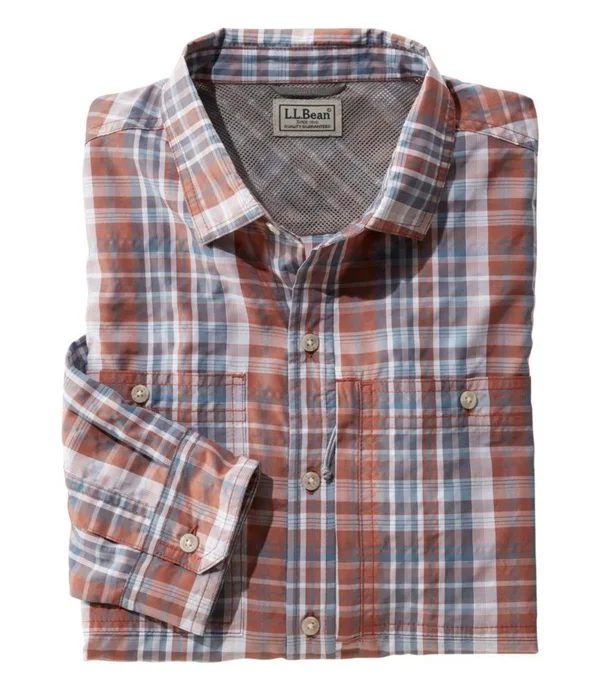 Men's Cool Weave Shirt - Long-Sleeve Orange Large, L.L.Bean