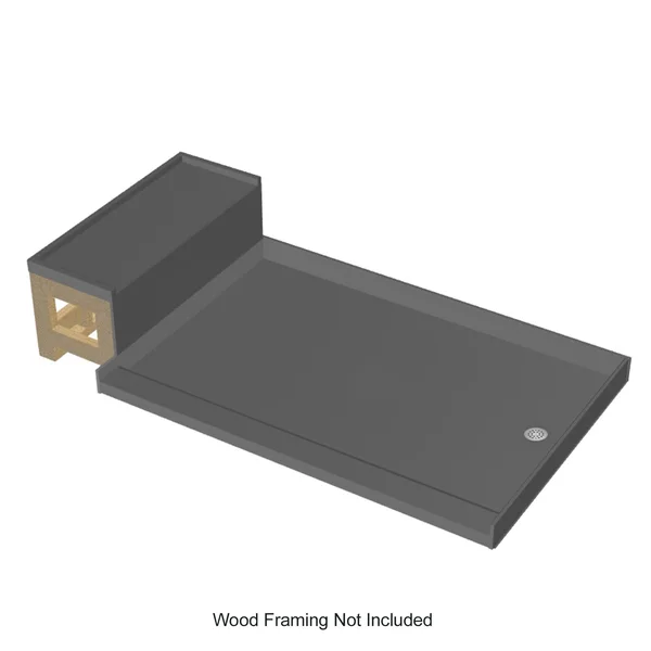 Tile Redi 3760R-RB37-KIT Base&N Bench 37x22 x 72x22 Single Threshold Shower Base with Bench and Drain Plate Drain Location: Righ