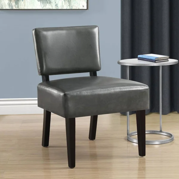 27.5x22 x 22.75x22 x 31.5x22 Charcoal - Foam, Solid Wood, Leather-Look - Accent Chair