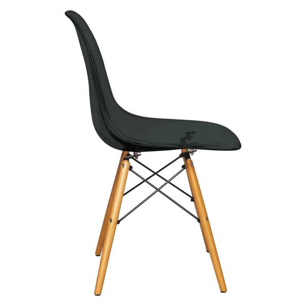 LeisureMod Dover Transparent Black Dining Chair Eiffel Wood Legs 4 Set