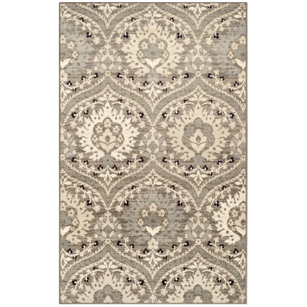 Miranda Haus Oriental Floral Damask Polypropylene Indoor Area Rug Light Blue 7& x 9& 7& x 9& Indoor