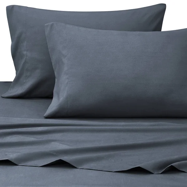 Lanco Belle 4-Piece Flat Sheet Set, Navy, Bed Size Queen -- 1 Flat Sheet, 1 Fitted Sheet, 2 Pillow Cases -- Color Navy, Hypoalle